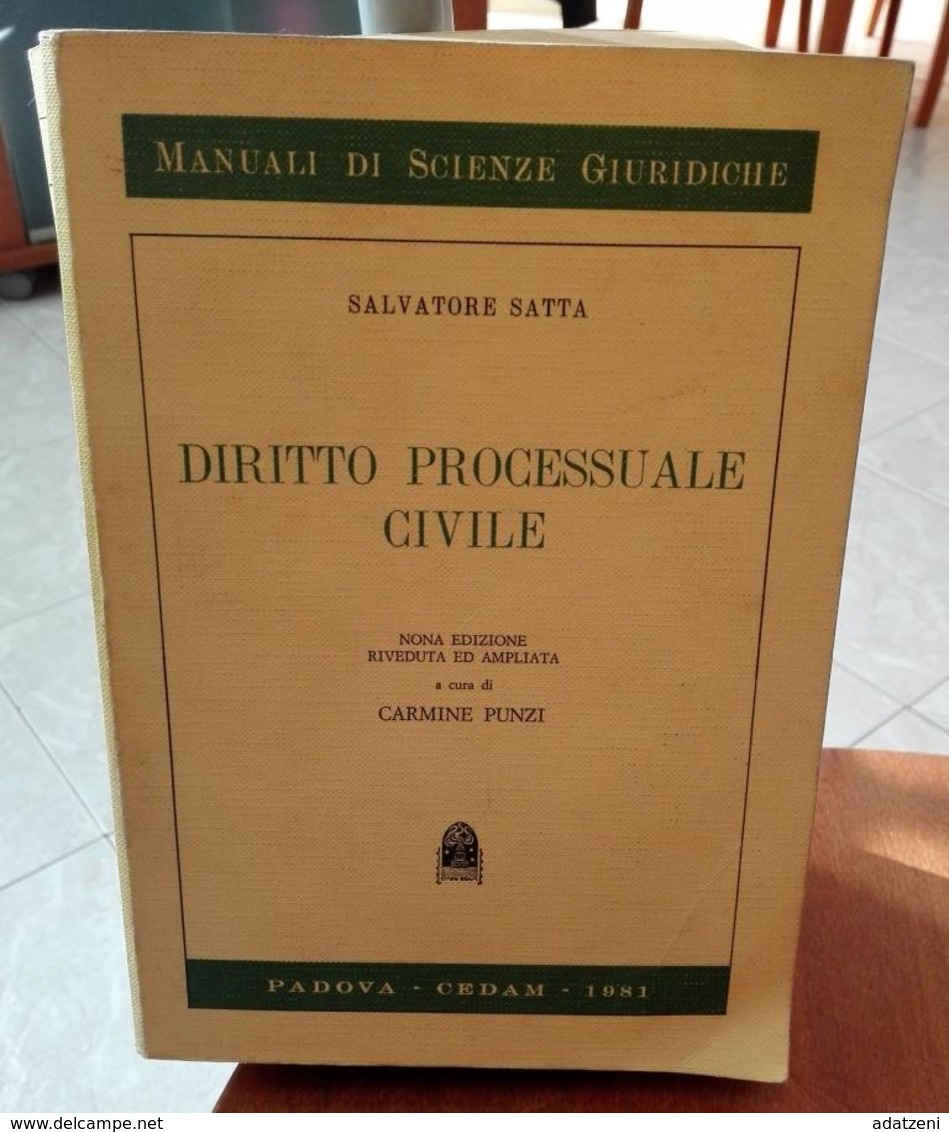 DIRITTO PROCESSUALE CIVILE SALVATORE SATTA EDIZIONI CEDAM STAMPA 1981 DIMENSIONI CM 21,5X15 PAGINE 1054 COPERTINA MORBID - Law & Economics