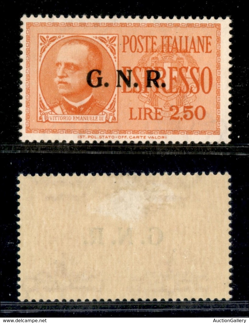 REPUBBLICA SOCIALE  - GNR BRESCIA - 1943 - 2,50 Lire Espresso (20/II G) - Tre Punti Grossi - Gomma Originale - Sonstige & Ohne Zuordnung