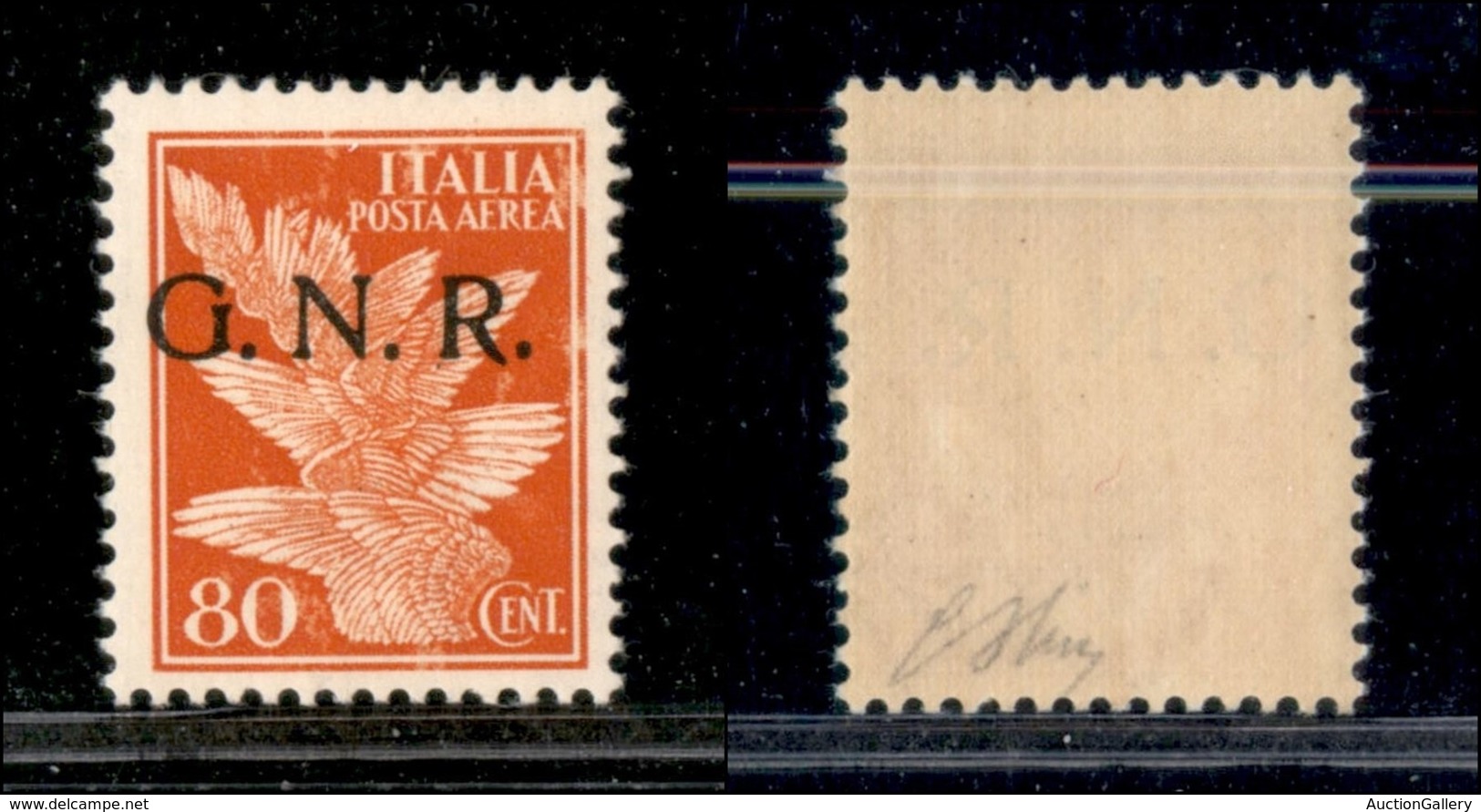 REPUBBLICA SOCIALE  - GNR VERONA - 1944 - 80 Cent Aerea (120) - Gomma Integra - Leggera Abrasione Al Recto - Oliva (210) - Sonstige & Ohne Zuordnung