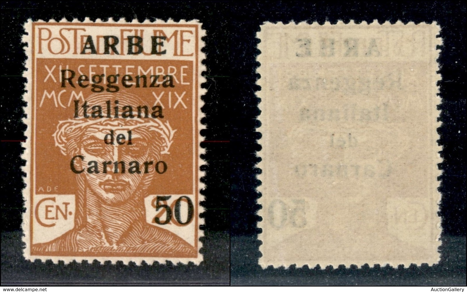 OCCUPAZIONI - ARBE - 1920 - 50 Cent Su 20 (9) - Gomma Integra (300) - Arbe & Veglia