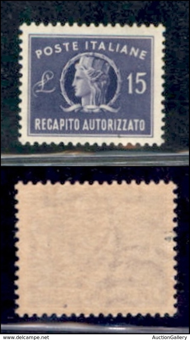 REPUBBLICA   - SERVIZI - 1949 - 15 Lire Recapito (10) - Gomma Integra (105) - Other & Unclassified