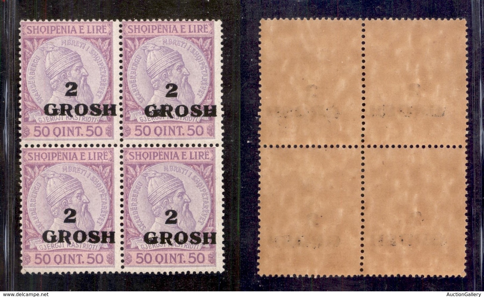 ESTERO - ALBANIA - 1914 - 2 Grosh SU 50 Qind (45) - Quartina - Gomma Integra - Sonstige & Ohne Zuordnung