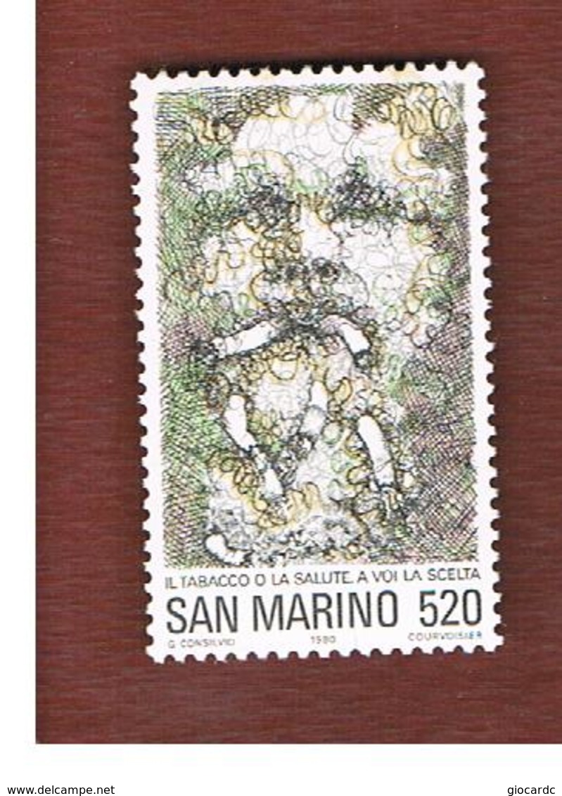 SAN MARINO - UNIF. 1052  - 1980  LOTTA CONTRO IL TABACCO   -    MINT** - Other & Unclassified