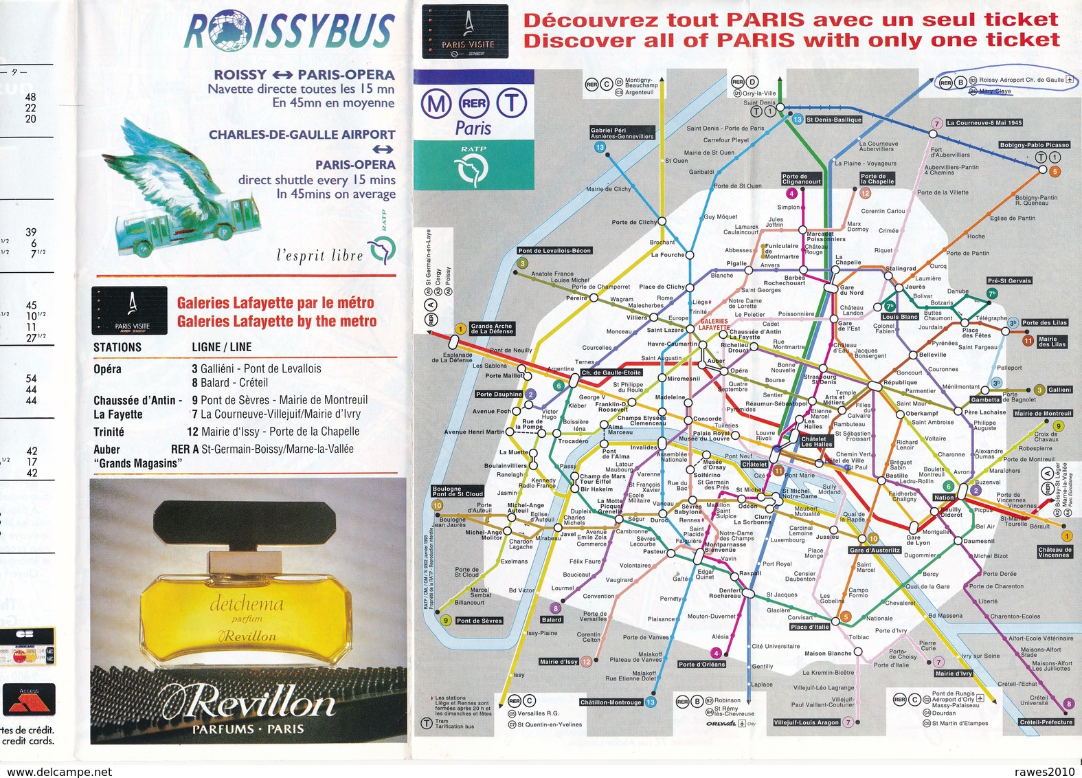 Frankreich Paris Stadtplan Lafayette Faltblatt Doppelt 7 Seiten - Paris