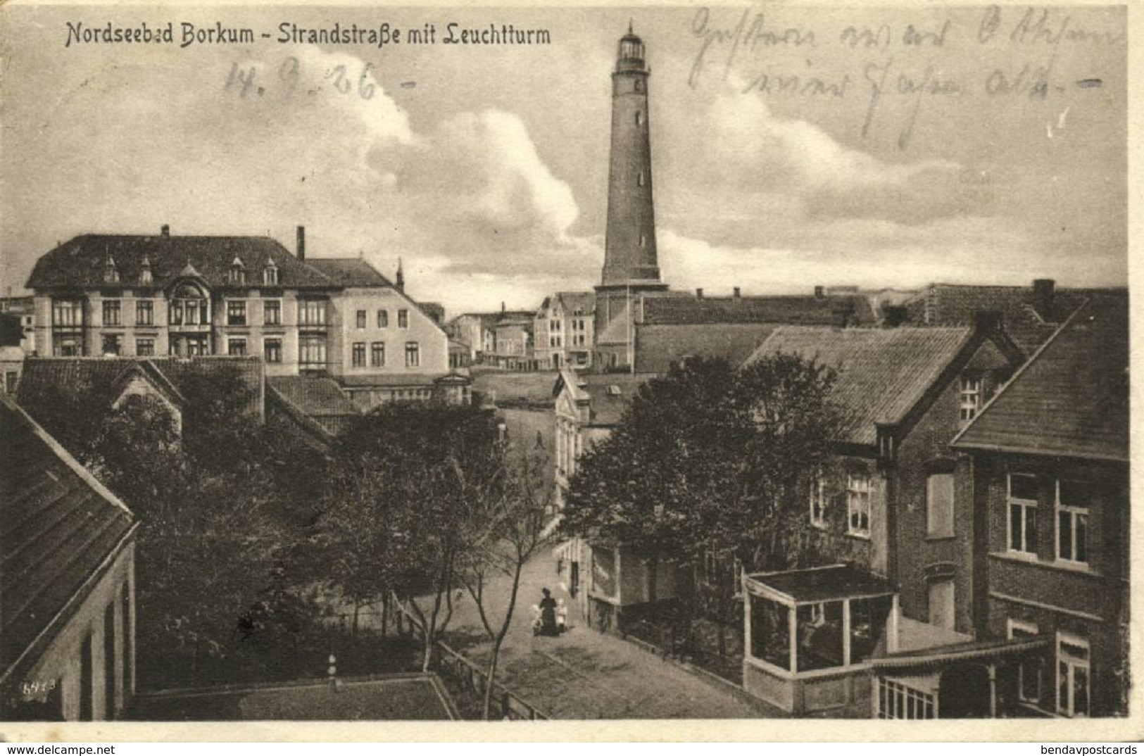 BORKUM, Strandstrasse Mit Leuchtturm (1926) AK - Borkum