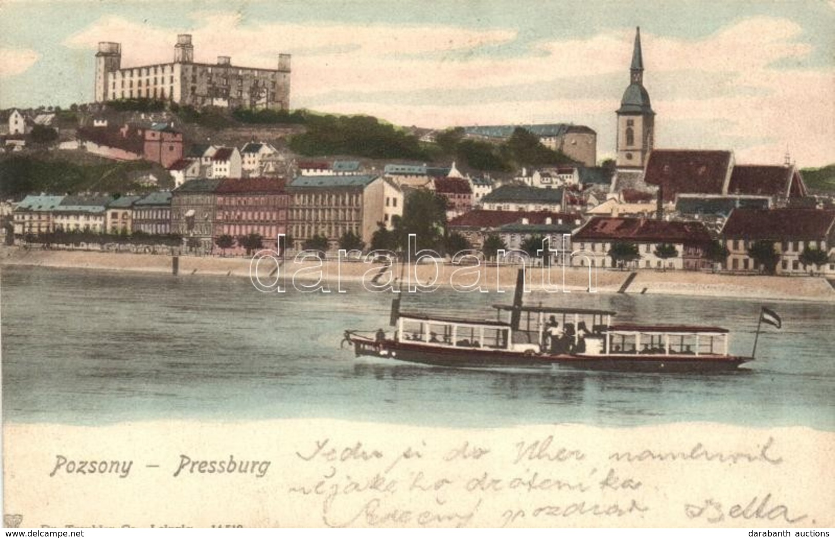 T2/T3 1902 Pozsony, Pressburg, Bratislava; Vár, Gőzhajó. Dr. Trenkler Co. / Castle, Steamship (EK) - Non Classés