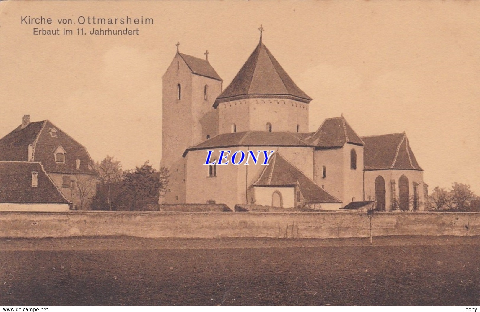 CPA  De  OTTMARSHEIM (68) - KIRCHE - ERBAUT Im 11. JAHRHUNDERT - 1921 - Ottmarsheim