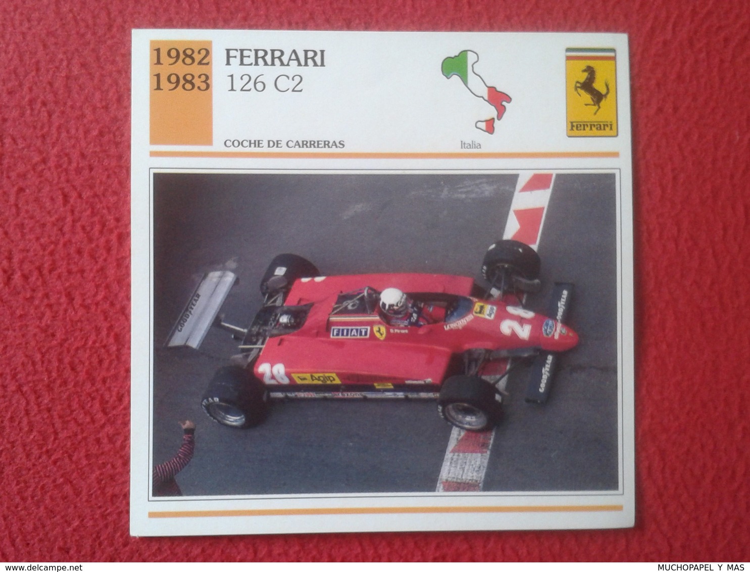 FICHA TÉCNICA DATA TECNICAL SHEET FICHE TECHNIQUE AUTO COCHE CAR VOITURE 1982 1983 FERRARI 126 C2 ITALIA ITALY RACE CARS - Auto's