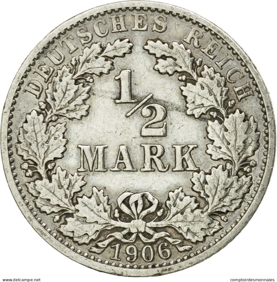 Monnaie, GERMANY - EMPIRE, 1/2 Mark, 1906, Berlin, TTB+, Argent, KM:17 - 1/2 Mark