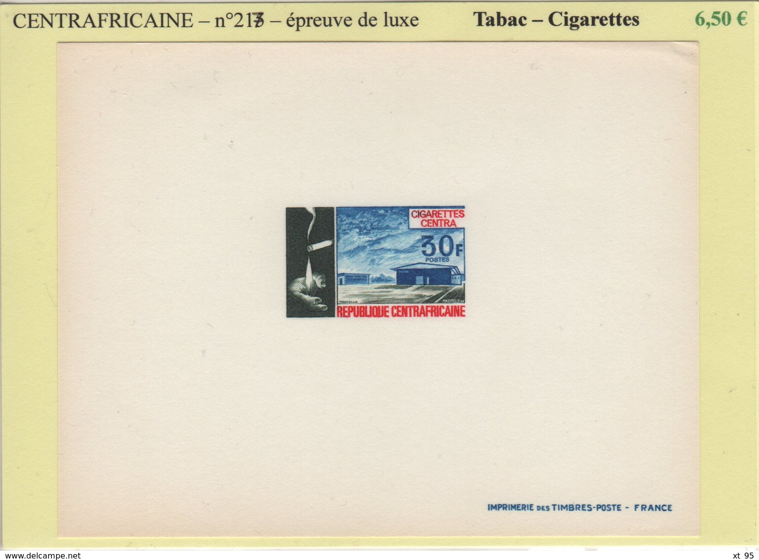 Centrafricaine - Epreuve De Luxe - N°217 - Tabac Cigarettes - Centraal-Afrikaanse Republiek