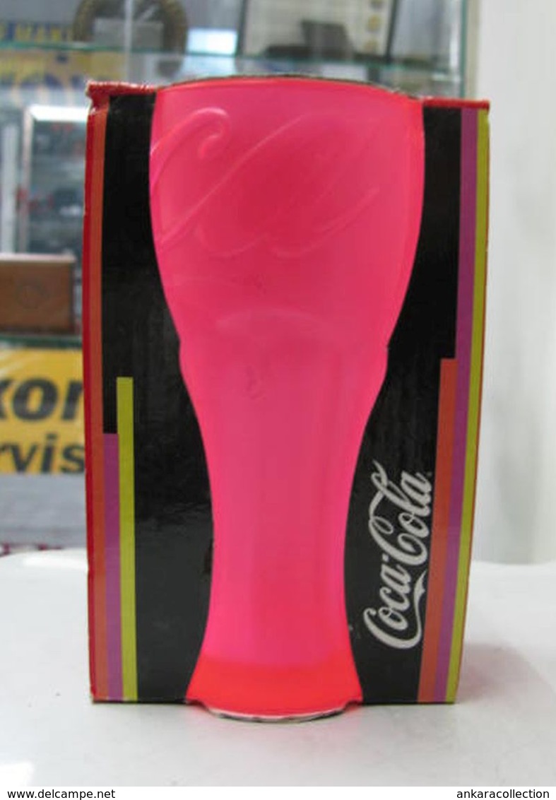 AC - COCA COLA NEON PINK COLORED GLASS  TUMBLER GLASS IN BOX FROM TURKEY - Mugs & Glasses