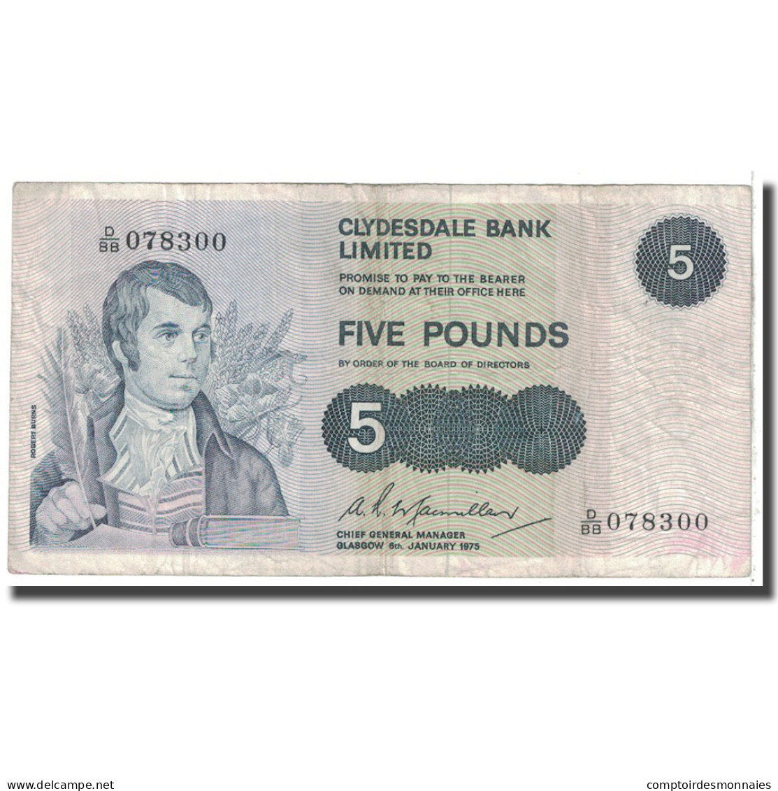 Billet, Scotland, 5 Pounds, 1975, 1975-01-06, KM:205c, TB - 5 Pounds