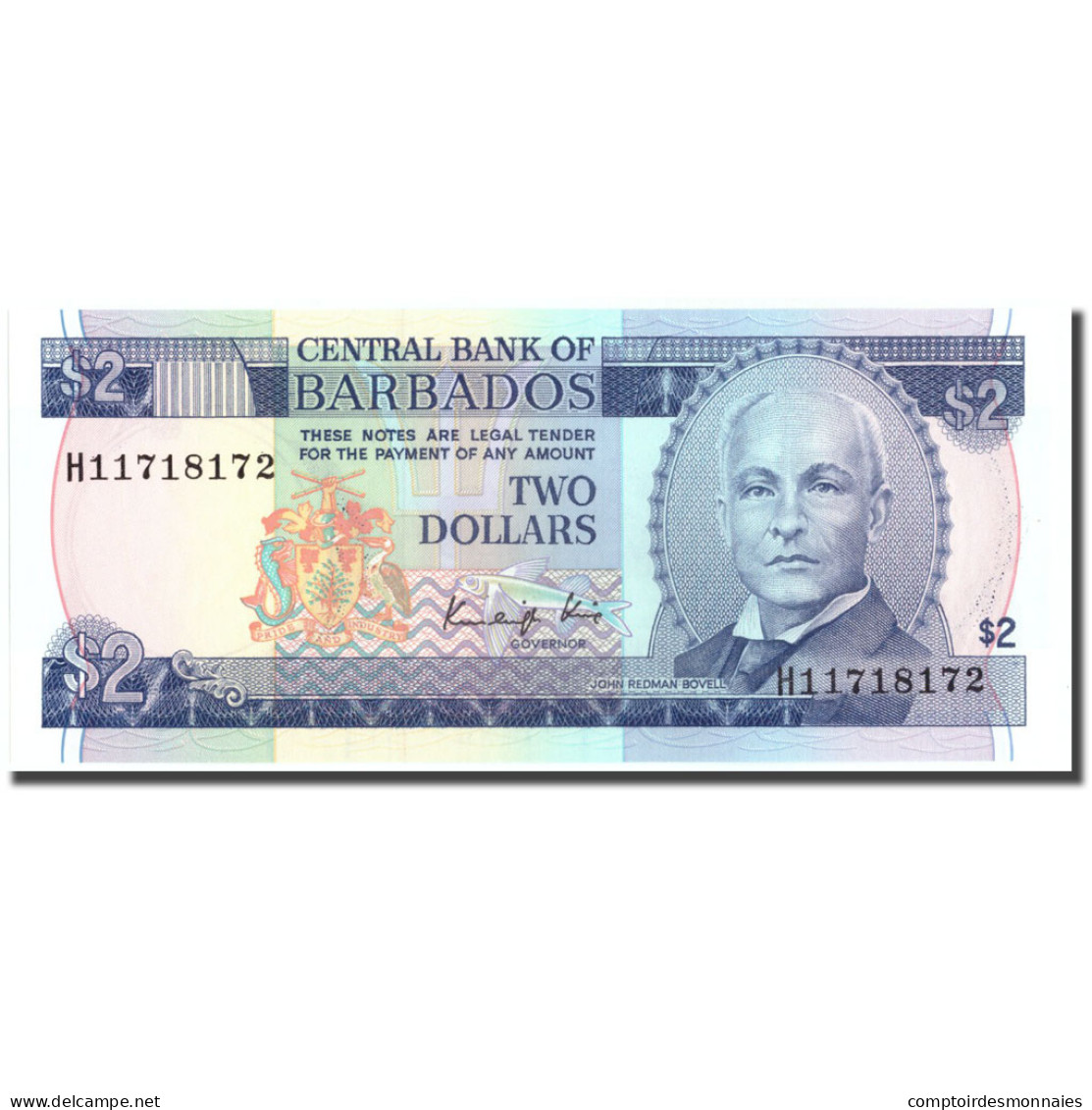 Billet, Barbados, 2 Dollars, Undated (1986), KM:36, NEUF - Barbades