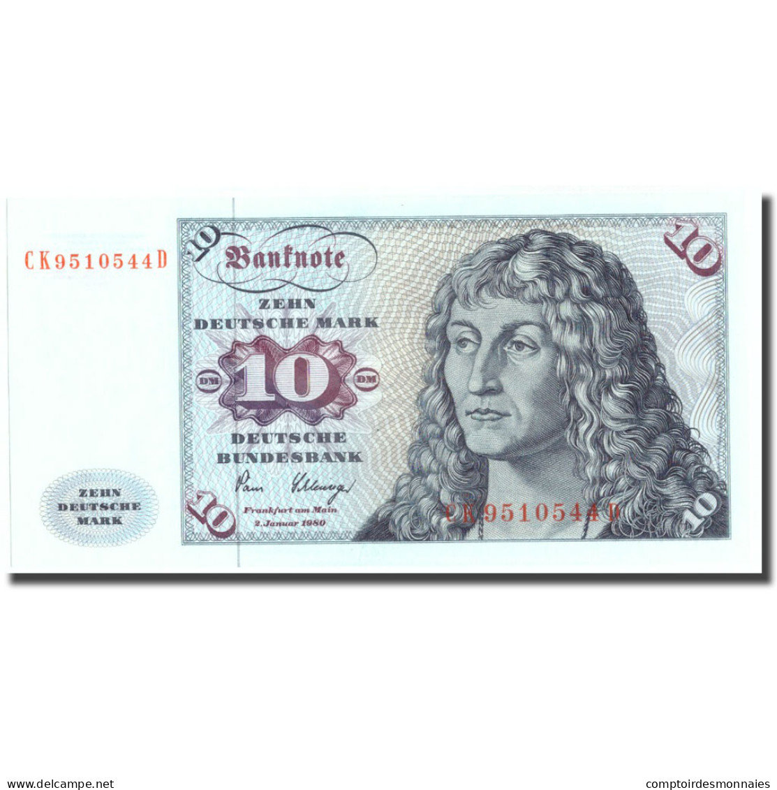 Billet, République Fédérale Allemande, 10 Deutsche Mark, 1980, 1980-01-02 - 10 DM