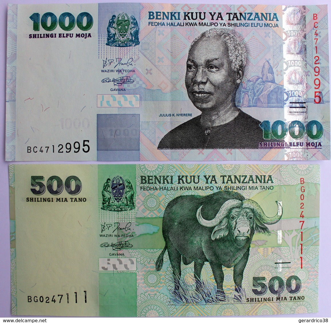 TANZANIE.lot De 500 Et De 1000 SHILINGI.SHILLING.TBE. - Tanzanie