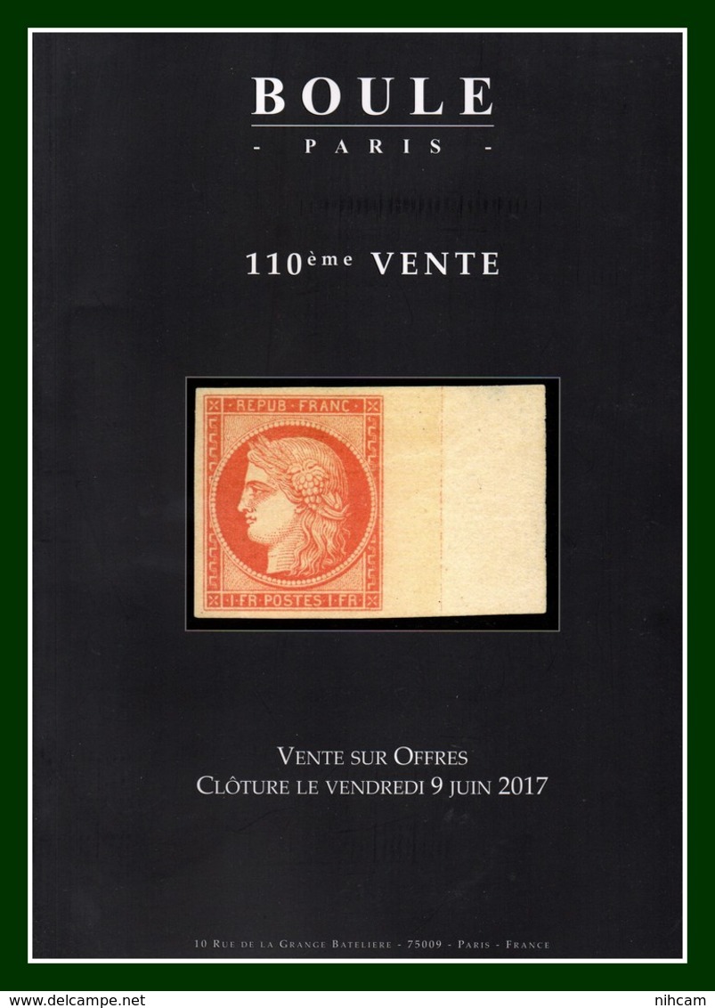 Catalogue 110éme Vente Sur Offres Boule 2017 TB (comme Neuf) - Cataloghi Di Case D'aste