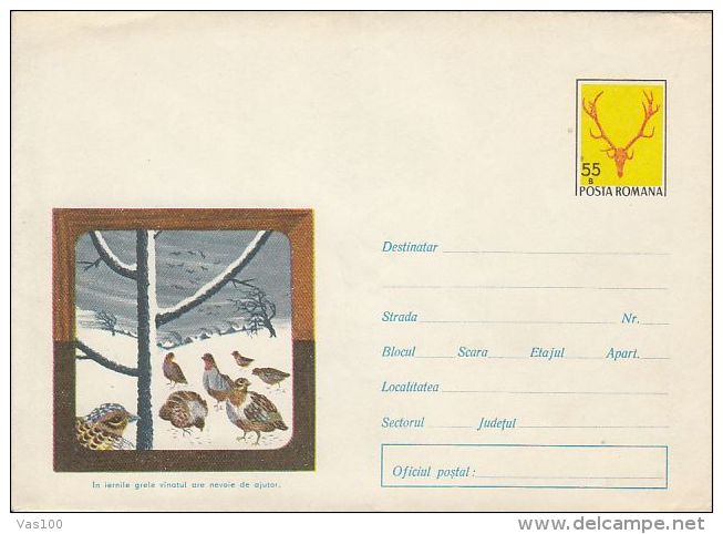 BIRDS, GREY PARTRIDGE, COVER STATIONERY, ENTIER POSTAL, 1971, ROMANIA - Perdrix, Cailles