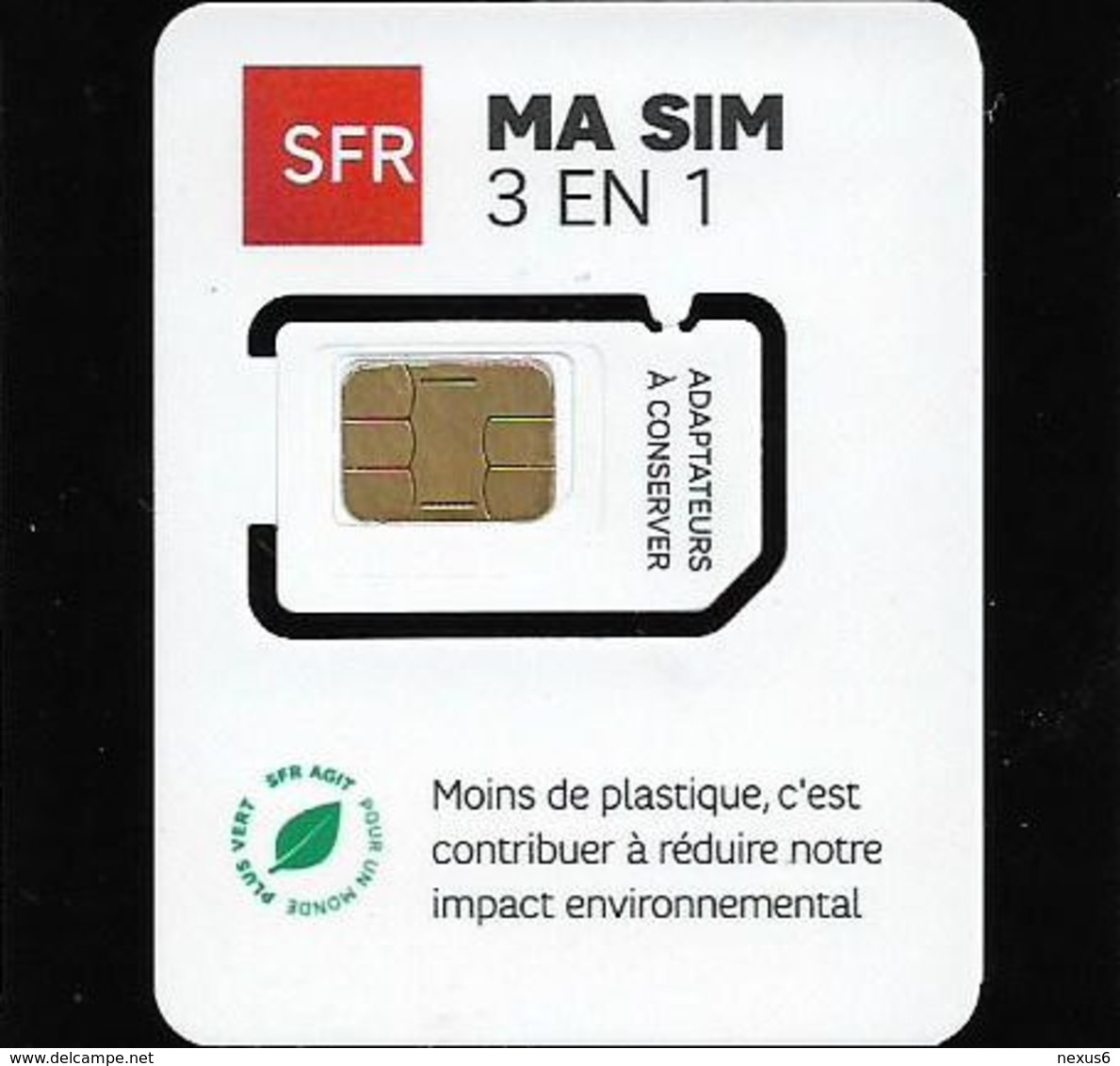 France - SFR - Ma SIM 3 EN 1 [White Mini Triple SIM Card (Batch. ABO On Back)] - GSM SIM6 Mini-Micro-Nano, Mint - Sonstige & Ohne Zuordnung