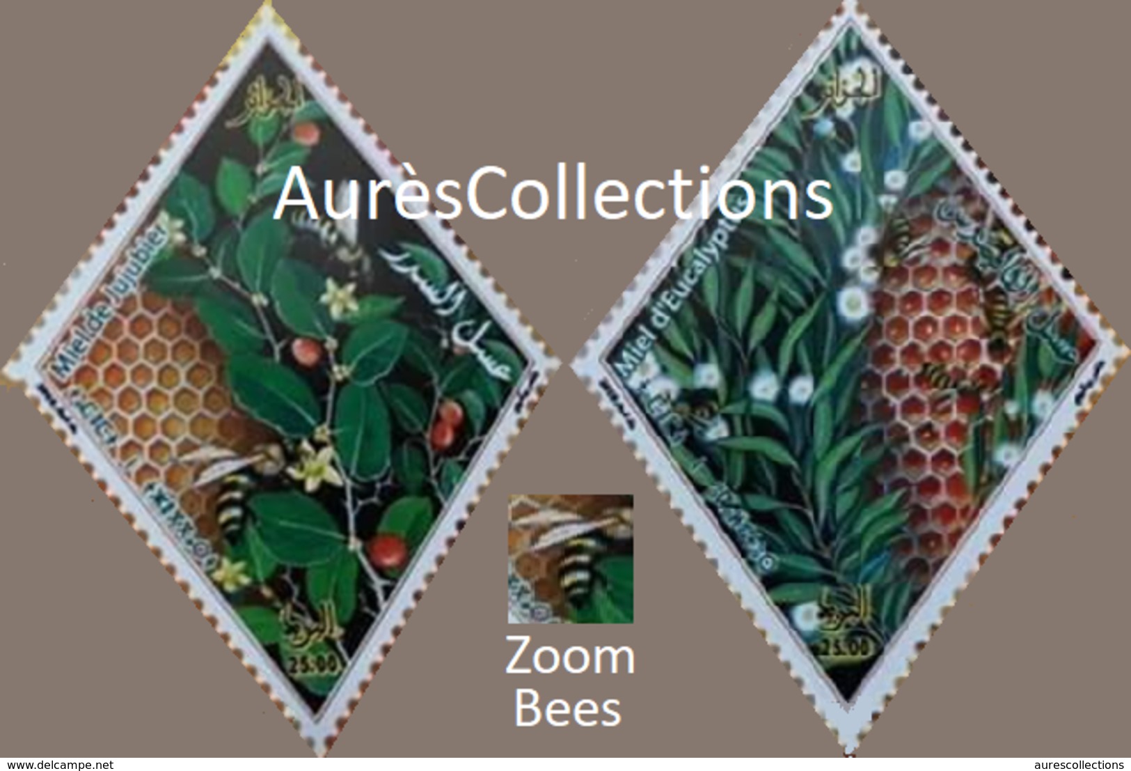 ALGERIE ALGERIA 2018 - BEES BEE ABEILLES ABEILLE ODD SHAPE LOSAGE DIAMOND - FROM 100% PROFILE MNH - Errori Sui Francobolli