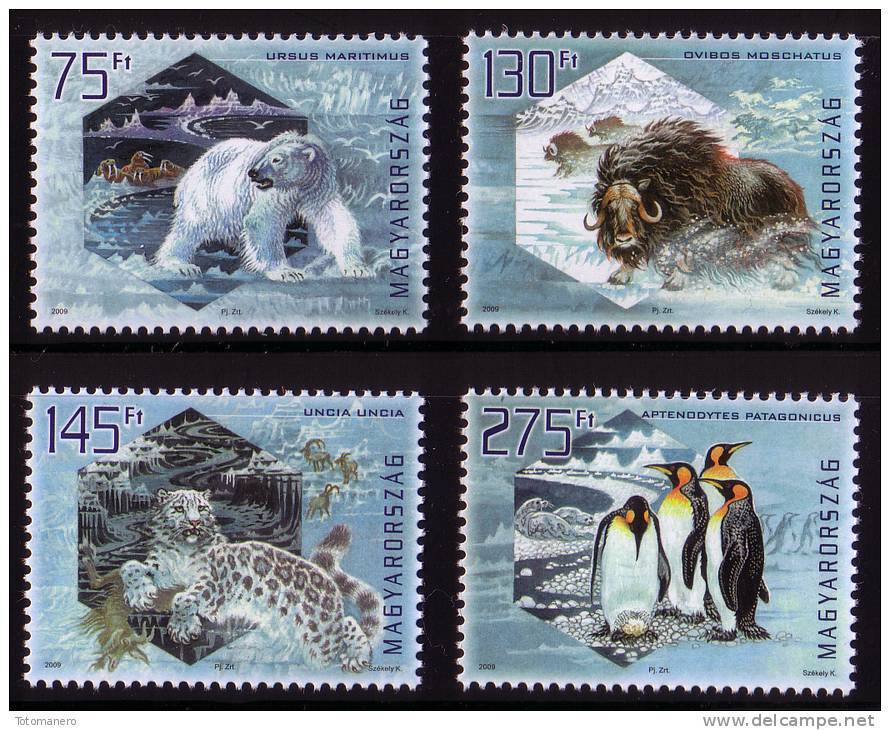 HUNGARY/Ungarn 2009, IPY - Preserve The Polar Regions And Glaciers "BASIC PAPER" Set Of 4v** - Behoud Van De Poolgebieden En Gletsjers