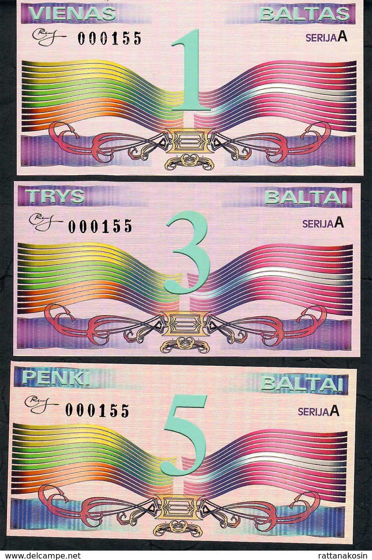 LITUANIA NLP 1,3,5,20,50,100 BALTU 2002 SET ALL SAME LOW NUMBER # 000155 UNC - Litauen