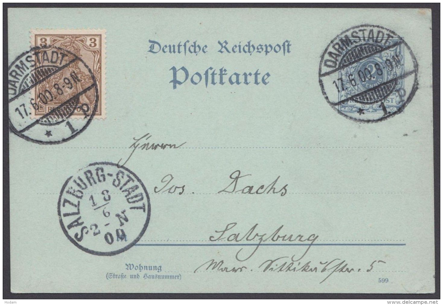P 40 Bb I, Mit Zusatzfr. Reichspost Nach Salzburg - Cartes Postales