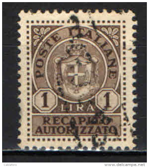 ITALIA LUOGOTENENZA - 1946 - 1 LRA - USATO - Autorisierter Privatdienst