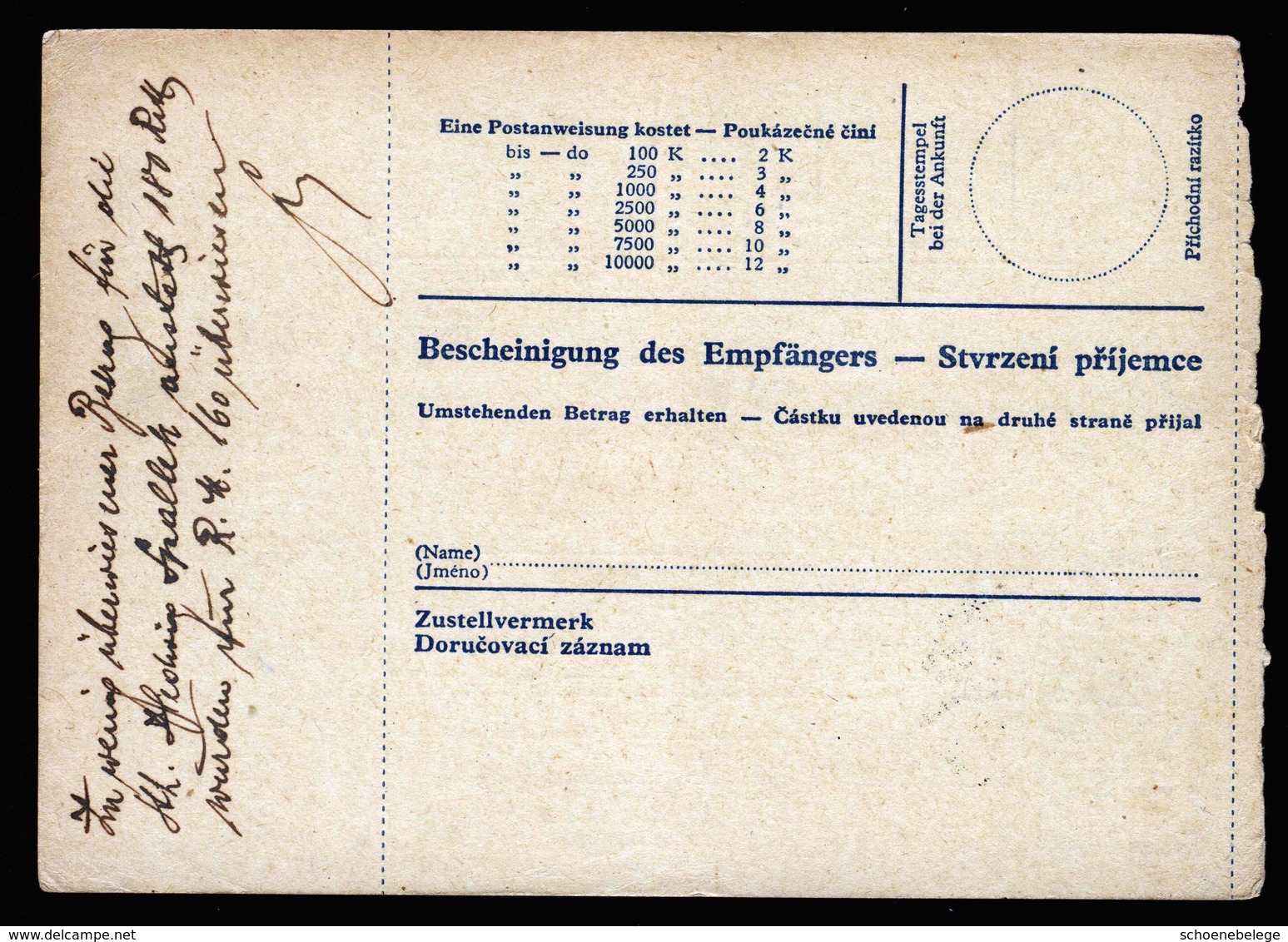 A5661) Böhmen & Mähren Überroller Postanweisung Prag 4.5.1945 - Lettres & Documents