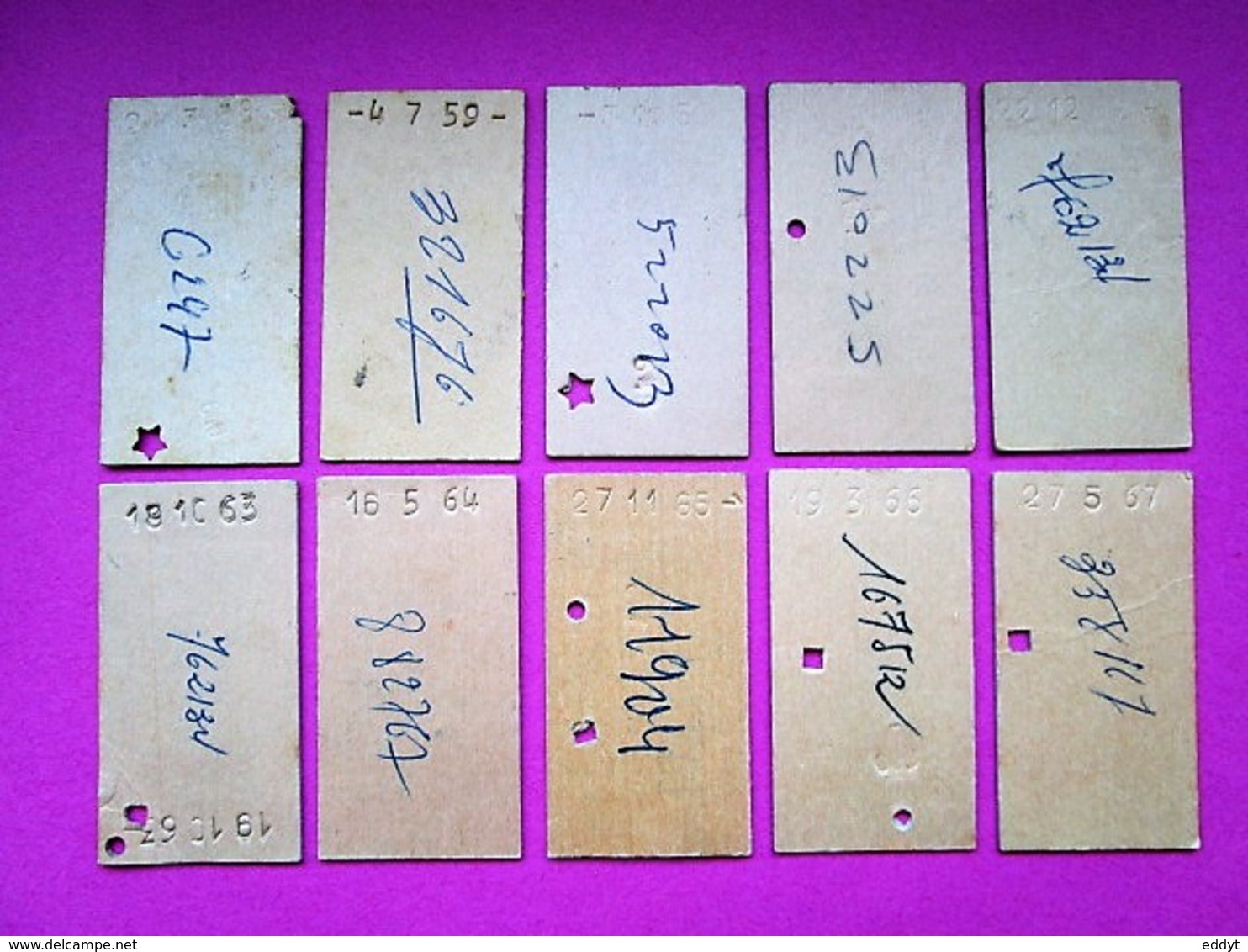 10 Anciens TICKETS BILLETS  " SNCF "  2° Classe - PARIS Gare De Lyon / Vermenton - TBE 1958 à 67 - Unclassified