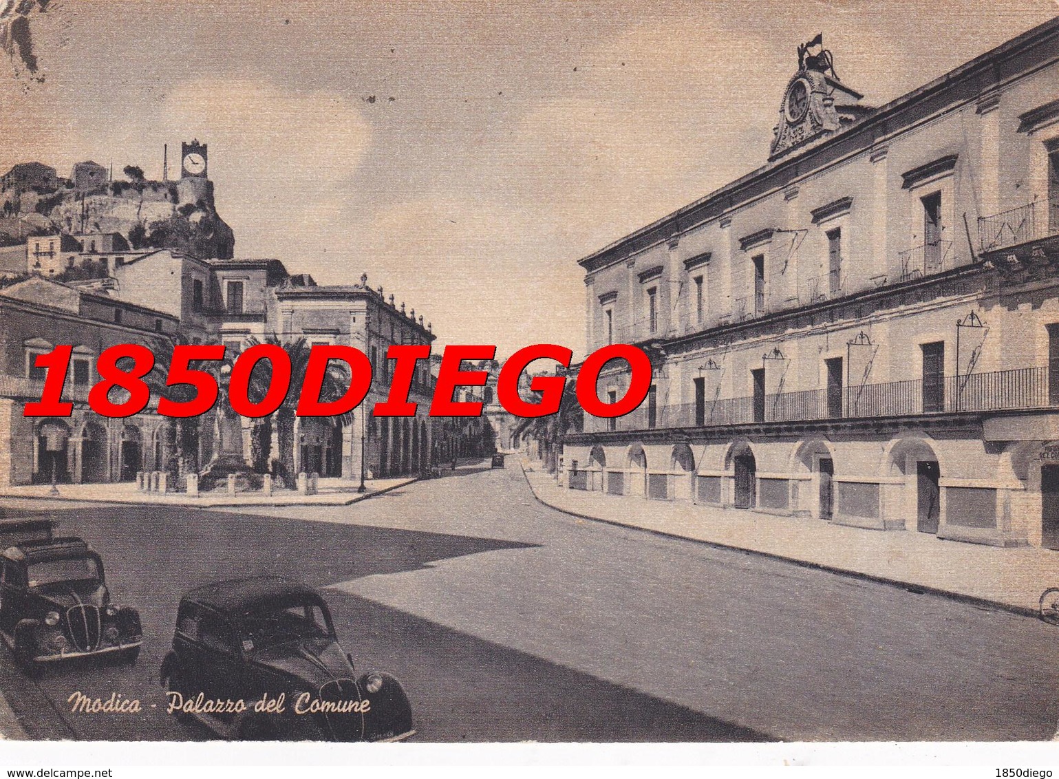 MODICA - PALAZZO DEL COMUNE F/GRANDE VIAGGIATA 1953? ANIMATA - Modica