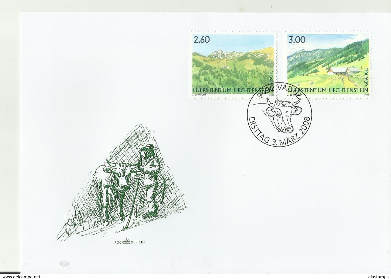 LICHTENSTEIN FDC 2008 - Covers & Documents