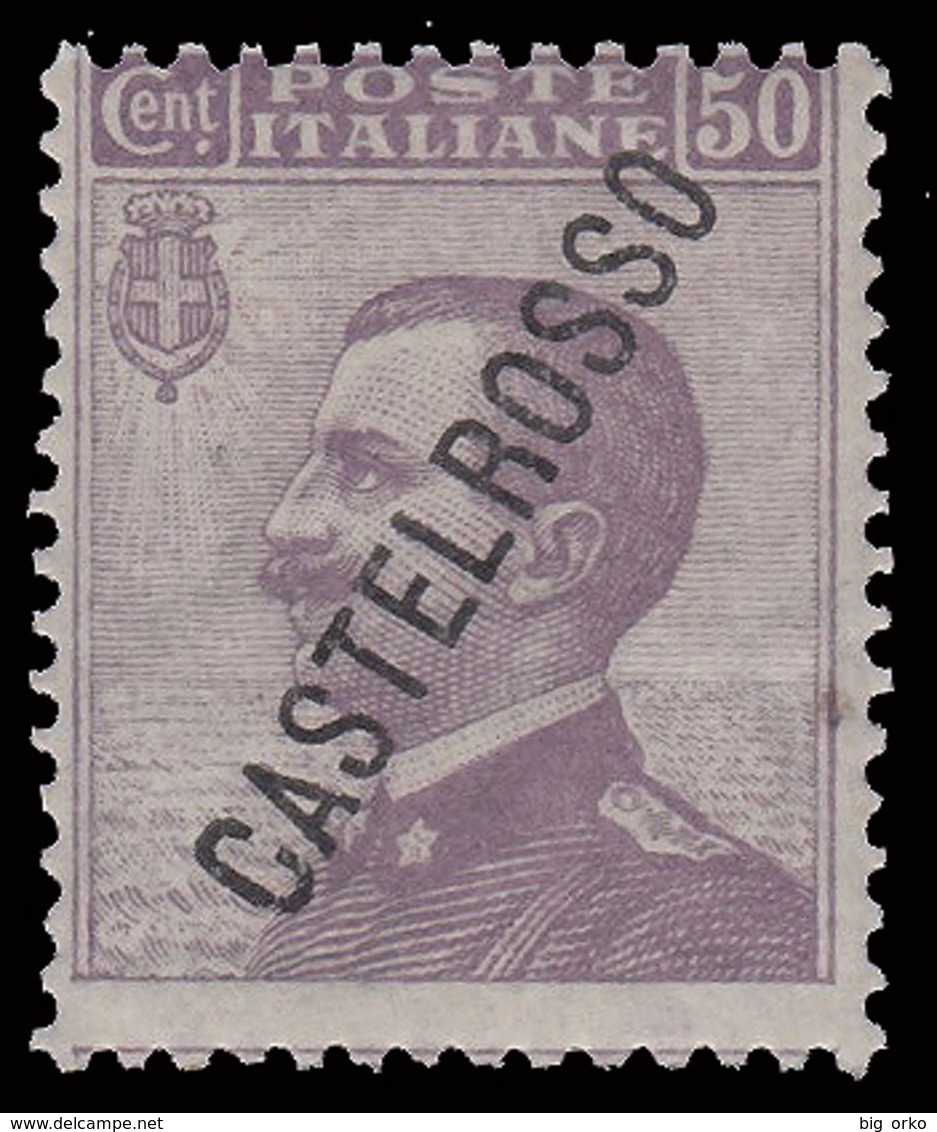 ITALIA - Isole Egeo: CASTELROSSO - Francoboolo D'Italia Del 1906/20 (soprastampa Obliqua):  50 C. Violetto (85) - 1924 - Levant