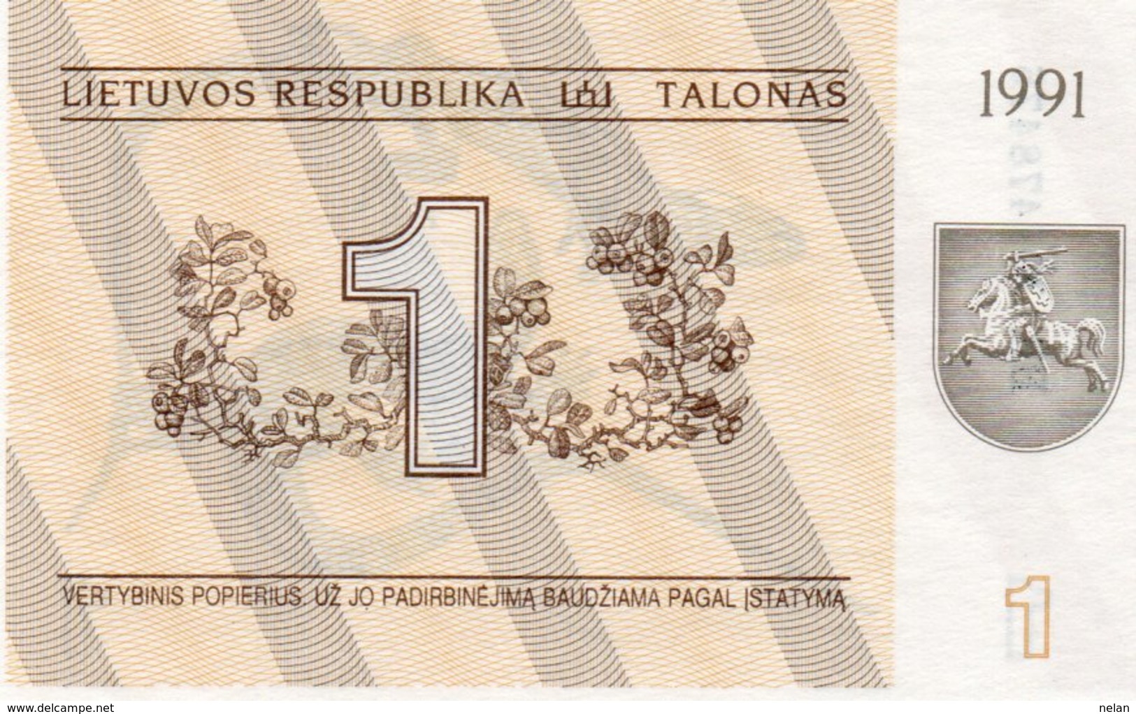 LITUANIA 1 TALONAS 1991 UNC P-32 - Lituania