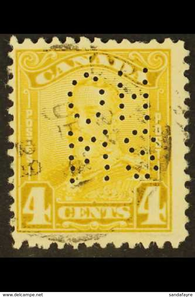 OFFICIAL 1928-29 4c Olive-bistre Punctured With Type O1 "OHMS" Perfin, SG O33, Used. For More Images, Please Visit Http: - Sonstige & Ohne Zuordnung