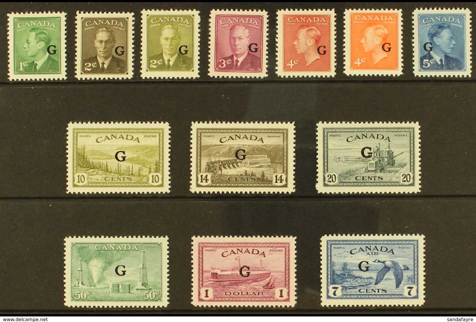 OFFICIALS 1950-2 Complete Set With "G" Overprints, SG O178/90, 2c Olive-green & 4c Vermilion Lightly Hinged, Otherwise N - Sonstige & Ohne Zuordnung