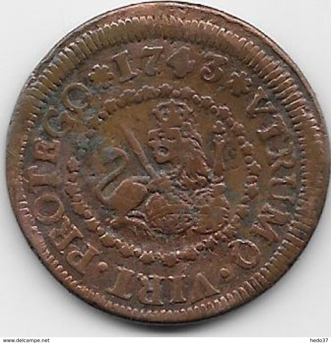 Espagne - Philippe V - 1743 - Cuivre - Monnaies Provinciales