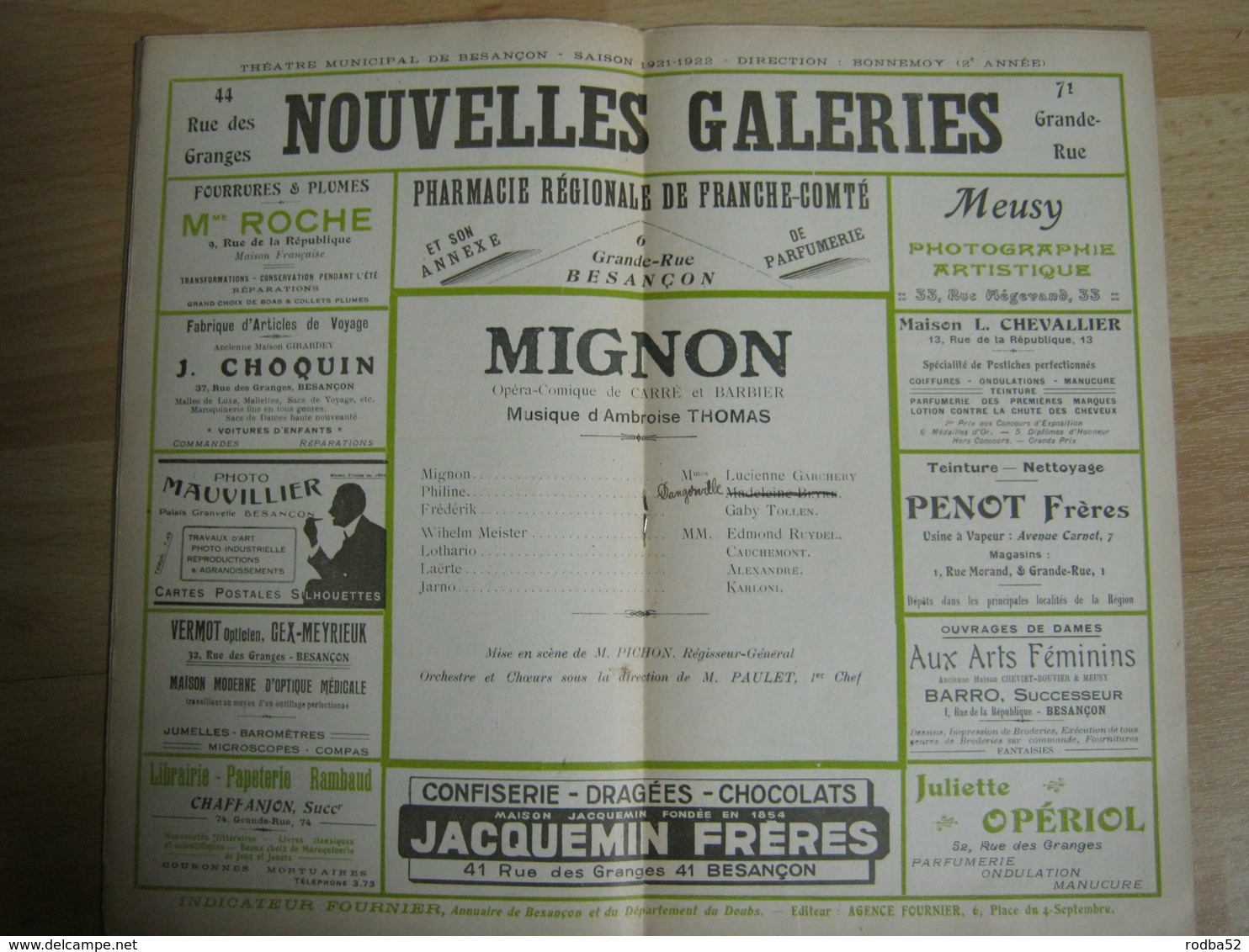 Programme Théâtre Besançon  - 1926/1927 - Nombreuses Pub - Superbe Illustration - N° 2 - Teatro & Disfraces