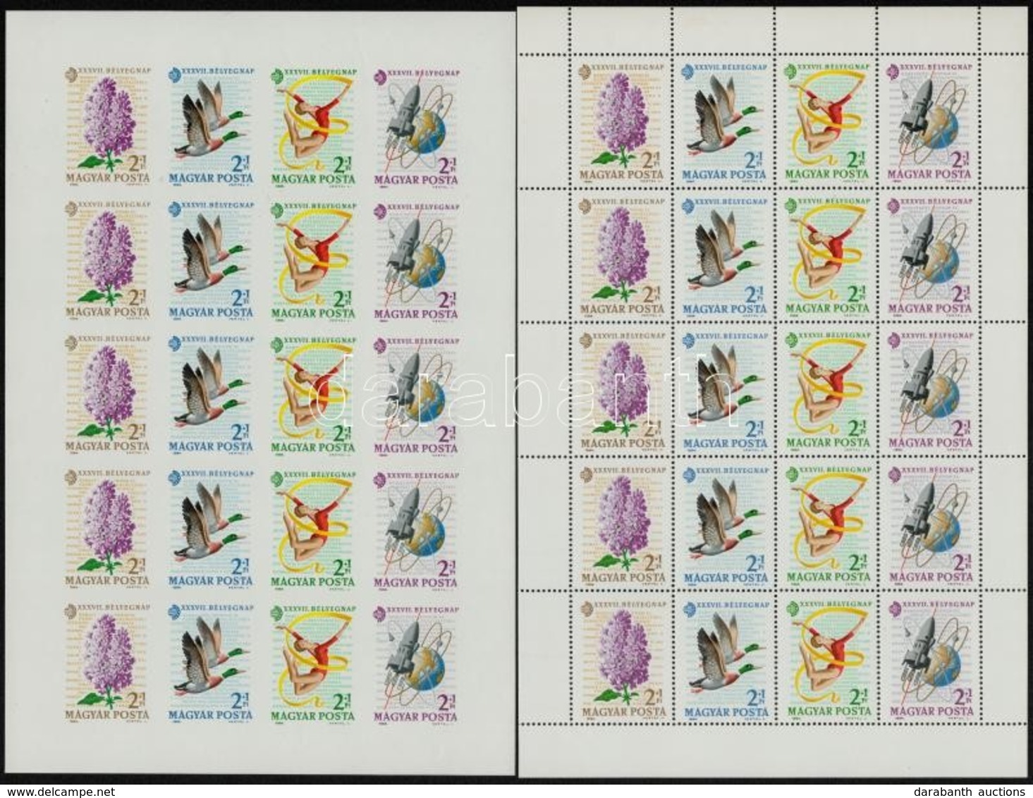 ** 1964 Bélyegnap (37.) Fogazott és Vágott Teljes ív (28.000) / Mi 2053-2056 Perforated And Imperforate Complete Sheets - Andere & Zonder Classificatie