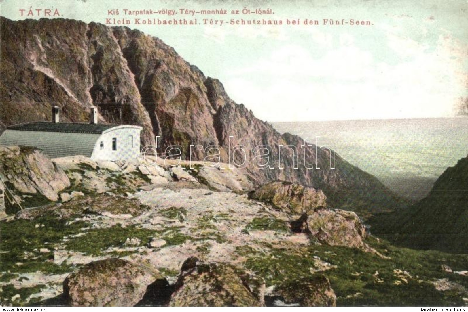 * T2 Tátra, Tatry; Kis-Tar-pataki-völgy, Öt Tó A Téry Menházzal. Feitzinger Ede No. 969. 1905. / Klein-Kohlbachthal, Fün - Non Classificati