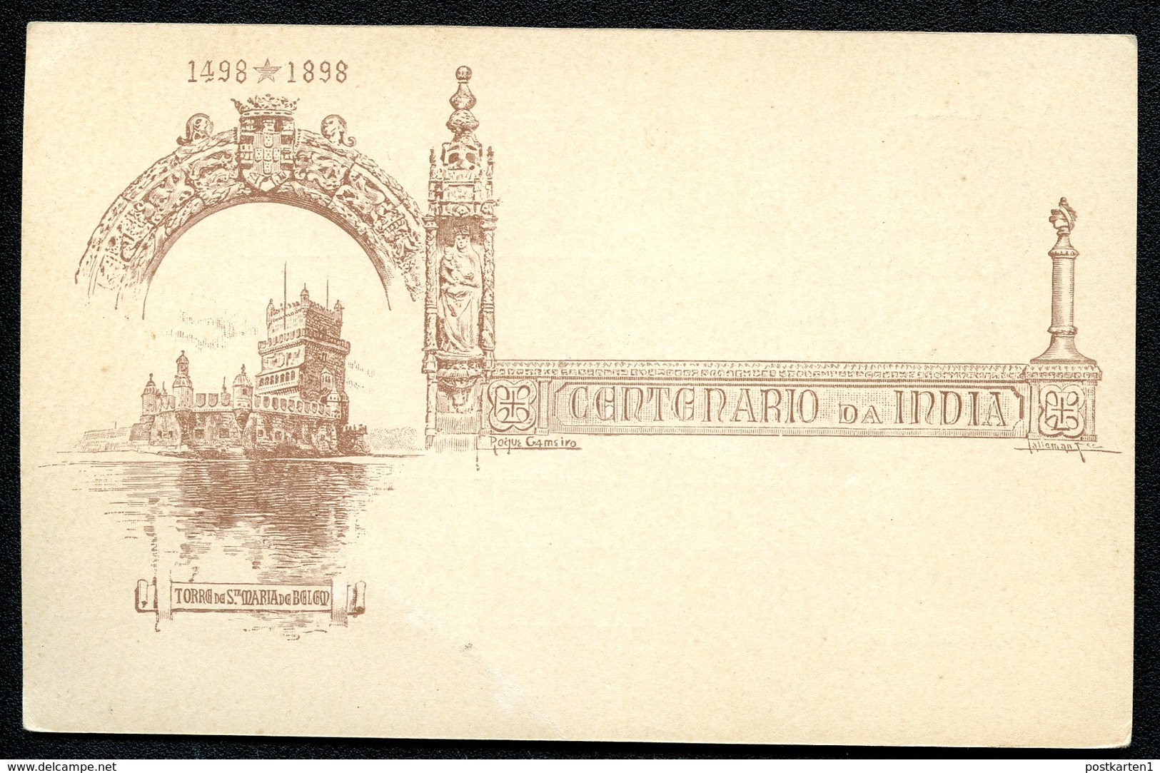 PORTUGUESE AFRICA Postal Card #2-02 TOWER STA.MARIA BELEM Mint 1898 - Portuguese Africa