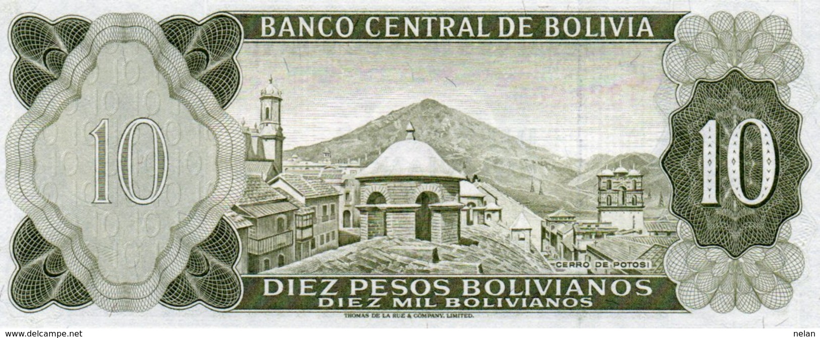 BOLIVIA 10 PESOS BOLIVIANOS 1962 - P-154a.17 Unc - Bolivia