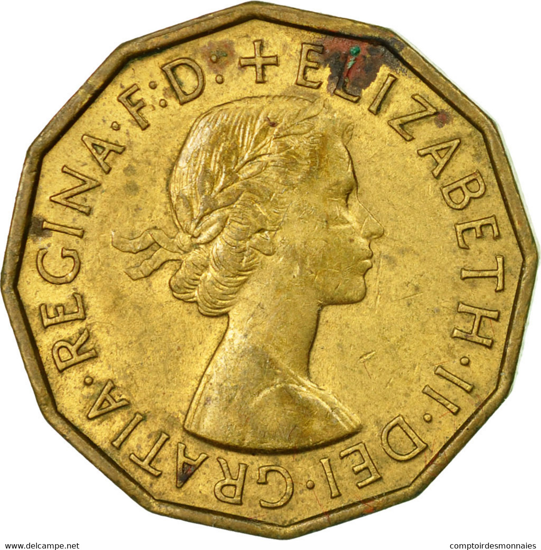 Monnaie, Grande-Bretagne, Elizabeth II, 3 Pence, 1958, TB+, Nickel-brass, KM:900 - F. 3 Pence