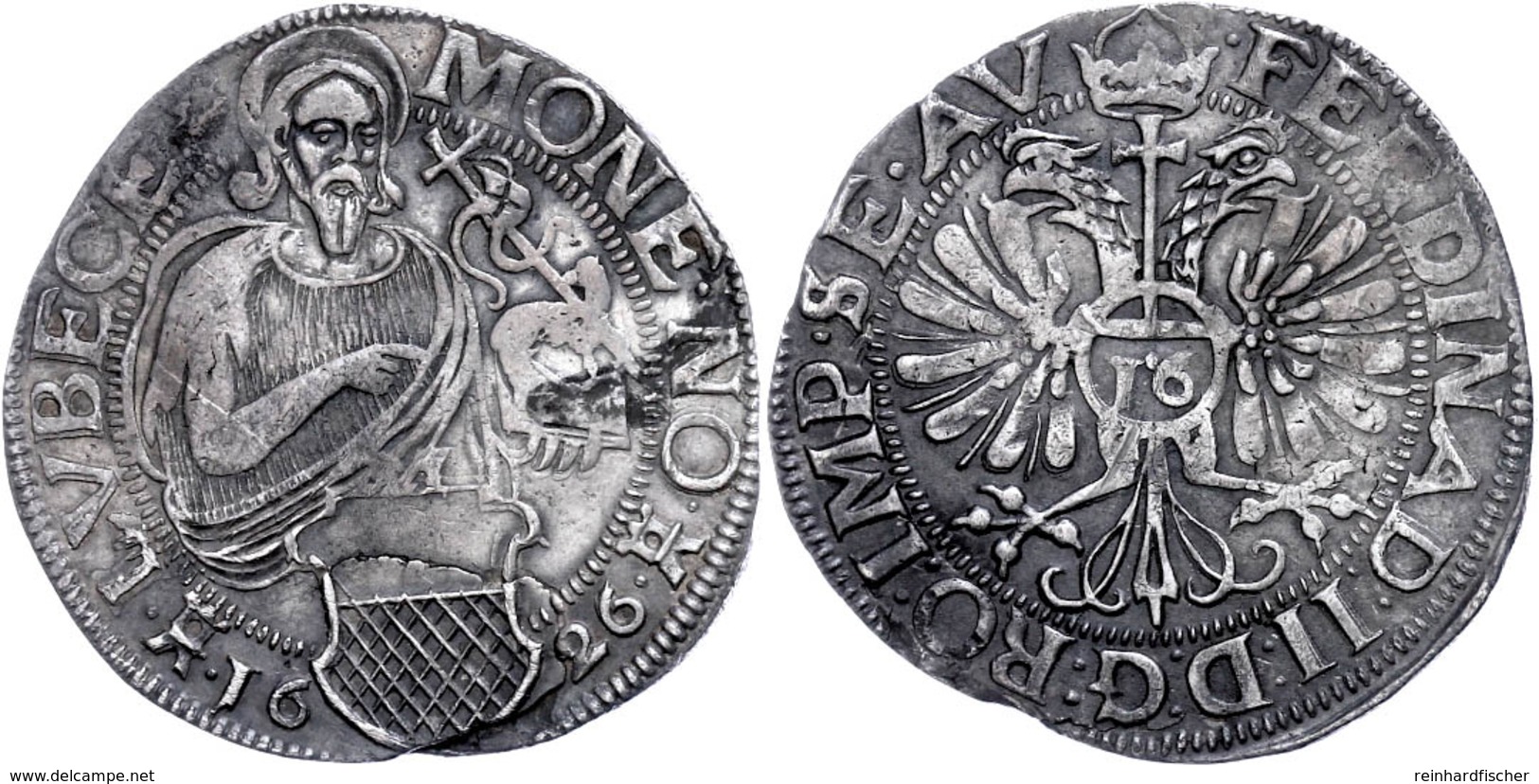 1/2 Taler (16 Schilling), 1626, Mit Titel Ferdinand II., Behrens 229 Var., Schrötlingsfehler, Ss.  Ss - Andere & Zonder Classificatie