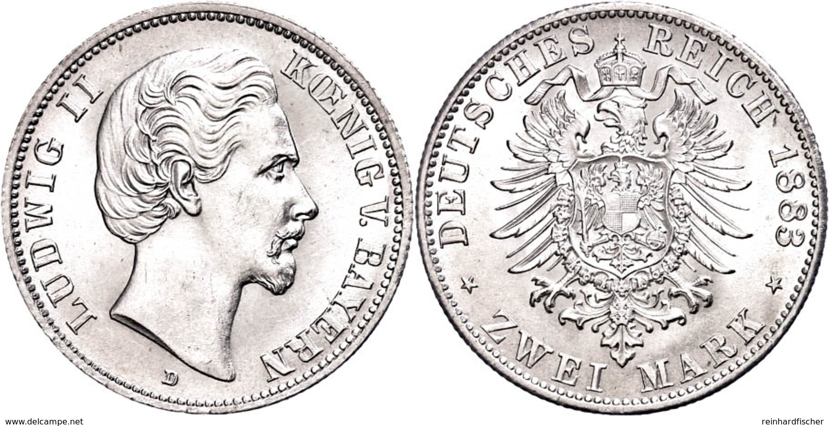 2 Mark, 1883, Ludwig II., Kl. Rf., Vz-st., Katalog: J. 41 Vz-st - Other & Unclassified