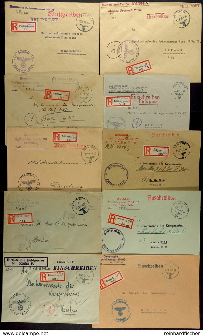 1942/45, Kriegsmarine, 10 Feldpost-R-Briefe (K-Nr. 155, 208, 233, 346, 362, 459, 774 Und 955/I), Gute Bedarfs-Erhaltung  - Other & Unclassified