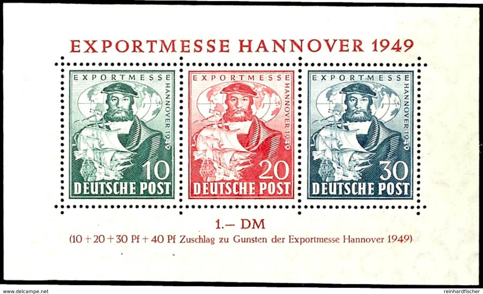 Blockausgabe "Export Messe Hannover 1949", B-Farbe, Im Blockrand Große Gummifreie Stelle,  Gepr. Salomon BPP, Mi. Für ** - Altri & Non Classificati