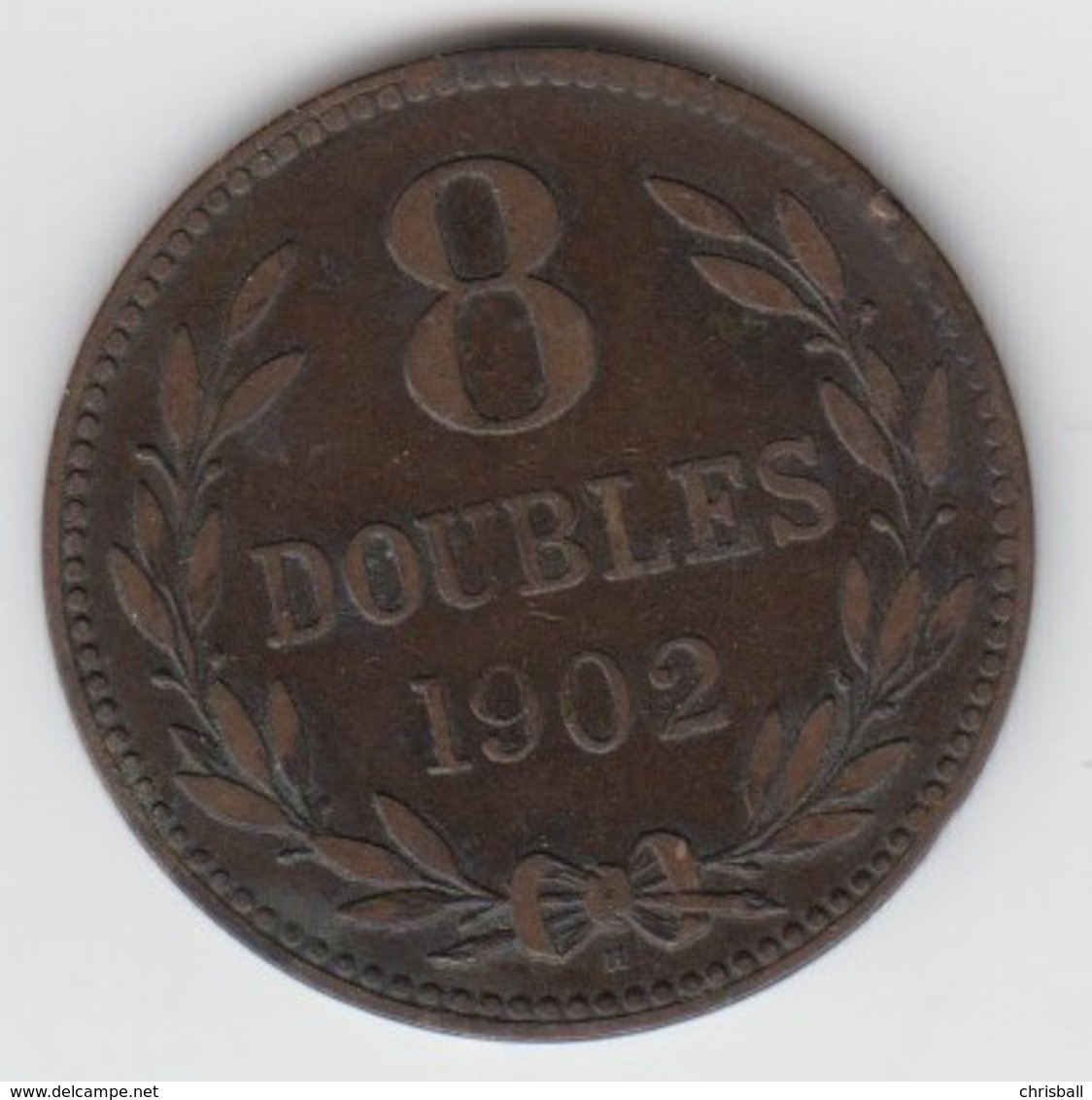 Guernsey Coin 8 Double 1902 -  Condition Fine - Guernsey