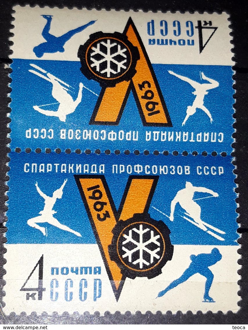 ERRORS CCCP 1963, RUSSIA1963, URSS 1963, MI 2730 TETE-BECHE,mnh, Intrerupted Stick - Variétés & Curiosités
