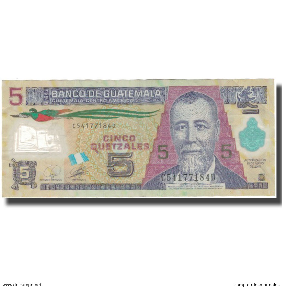 Billet, Guatemala, 5 Quetzales, 2010, 2010-05-19, KM:122a, TTB - Guatemala