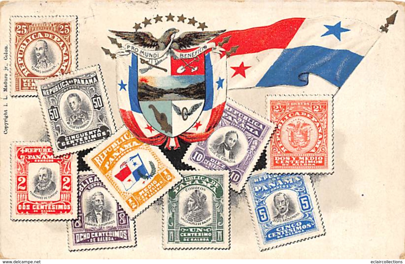 Panama       Carte Avec Représentation De Timbres    (voir Scan) - Panama